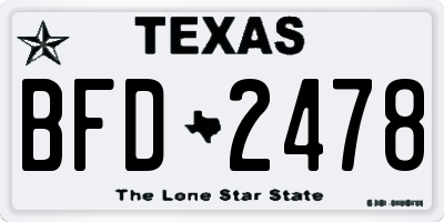 TX license plate BFD2478