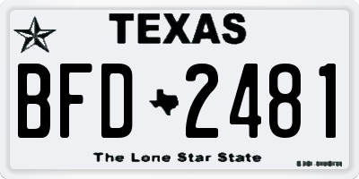 TX license plate BFD2481