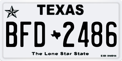 TX license plate BFD2486