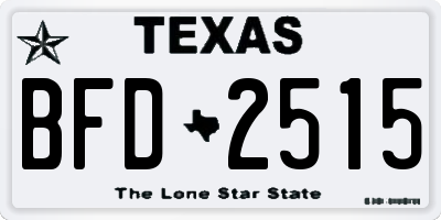 TX license plate BFD2515