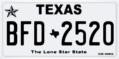 TX license plate BFD2520