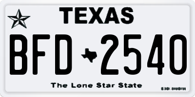 TX license plate BFD2540