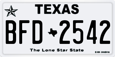 TX license plate BFD2542