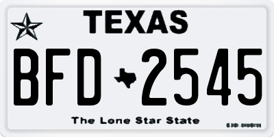 TX license plate BFD2545