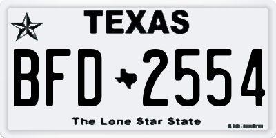 TX license plate BFD2554