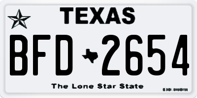 TX license plate BFD2654