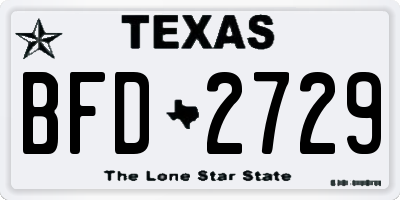 TX license plate BFD2729