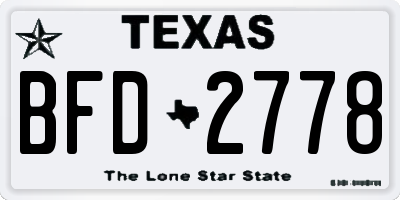 TX license plate BFD2778