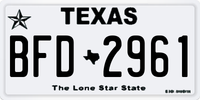 TX license plate BFD2961