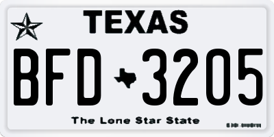 TX license plate BFD3205