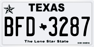 TX license plate BFD3287