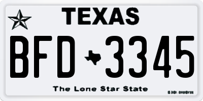 TX license plate BFD3345