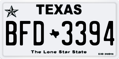TX license plate BFD3394