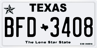 TX license plate BFD3408
