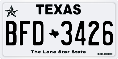 TX license plate BFD3426