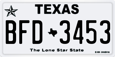 TX license plate BFD3453