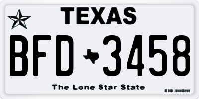 TX license plate BFD3458