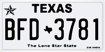 TX license plate BFD3781