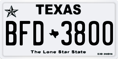 TX license plate BFD3800