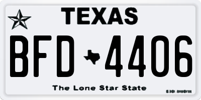 TX license plate BFD4406