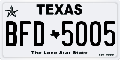 TX license plate BFD5005
