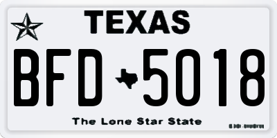 TX license plate BFD5018