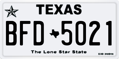 TX license plate BFD5021