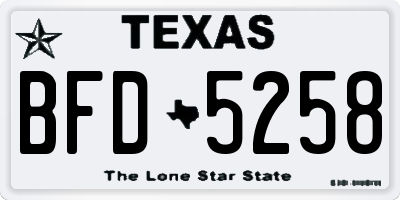TX license plate BFD5258