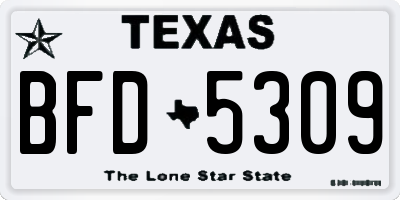 TX license plate BFD5309