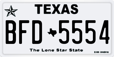 TX license plate BFD5554