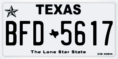 TX license plate BFD5617