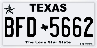 TX license plate BFD5662