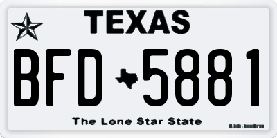 TX license plate BFD5881