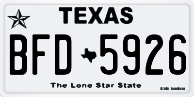 TX license plate BFD5926
