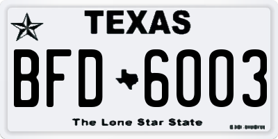 TX license plate BFD6003