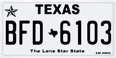 TX license plate BFD6103