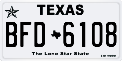 TX license plate BFD6108
