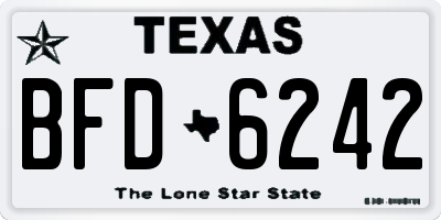 TX license plate BFD6242