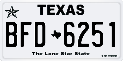 TX license plate BFD6251