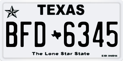 TX license plate BFD6345
