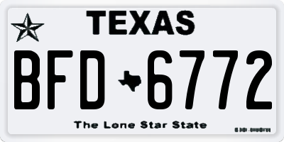 TX license plate BFD6772