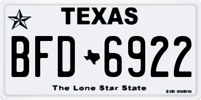 TX license plate BFD6922