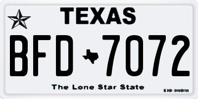 TX license plate BFD7072