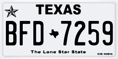 TX license plate BFD7259