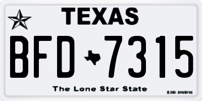 TX license plate BFD7315