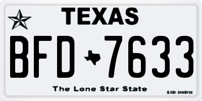 TX license plate BFD7633