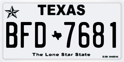 TX license plate BFD7681
