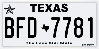 TX license plate BFD7781