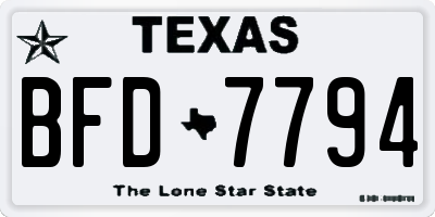 TX license plate BFD7794