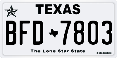 TX license plate BFD7803